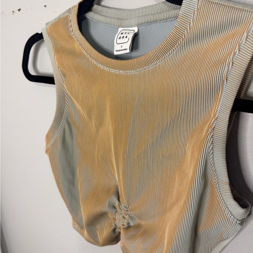 Nylora Women's Tan and Cream Crop Top - Picture 3 of 5